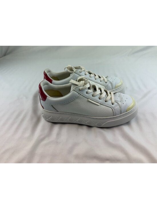 Tory Burch Shoes - Tory Burch Ladybug Sneaker Size 8.5M White/Berry 149083 Excellent Condition